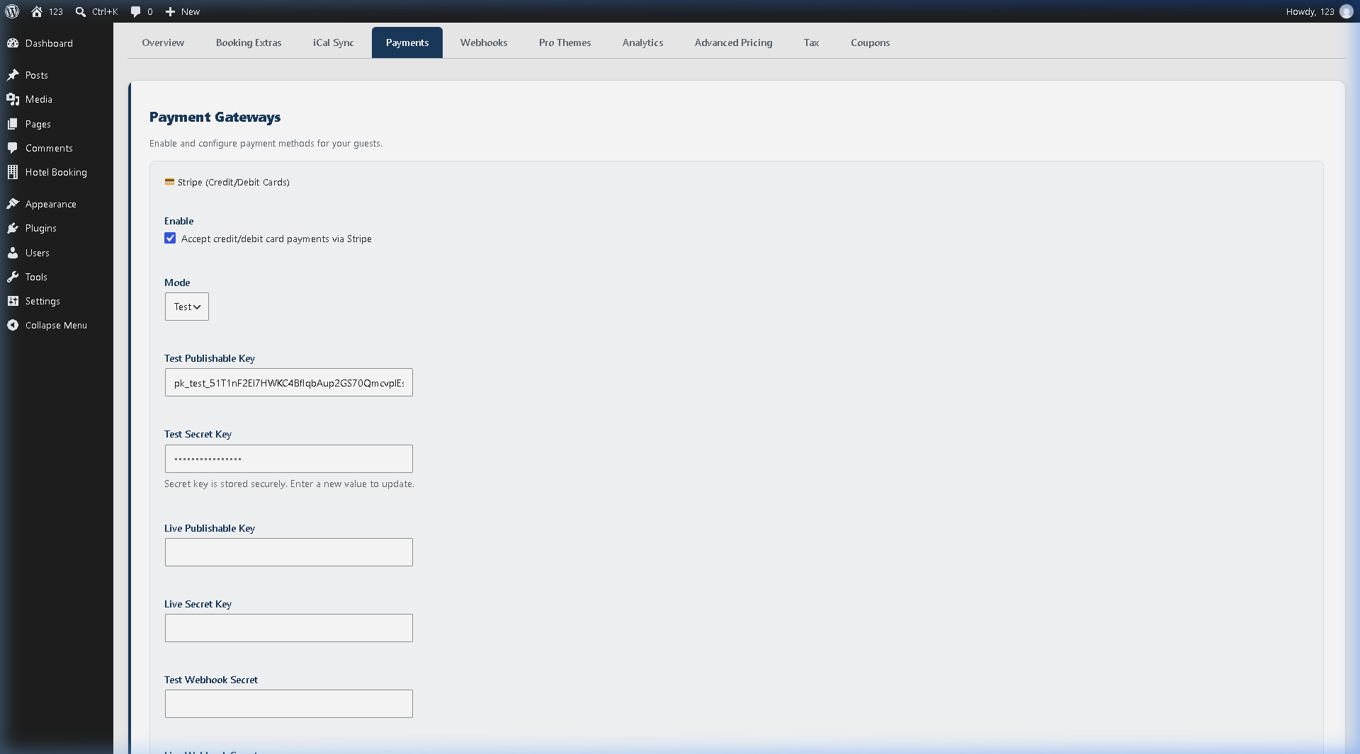 Accept Stripe payments natively in WordPress hotel booking plugin