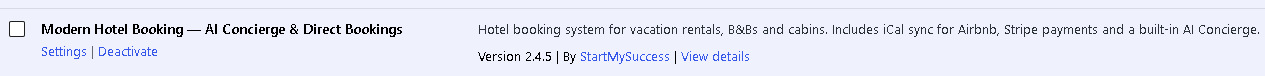 Install hotel booking plugin WordPress — Modern Hotel Booking plugin found in the WordPress plugin repository ready to install