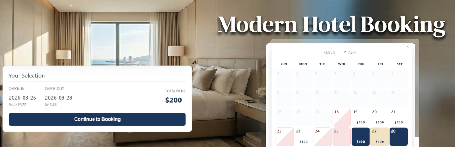 Hotel booking plugin documentation — Modern Hotel Booking WordPress admin dashboard overview